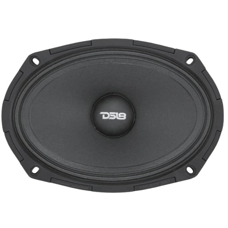 Front face : Upgrade your system with the DS18 PRO-JECT360.698 6x9" mid-high loudspeaker, built for loud, clear output with 300W RMS power handling and 8-ohm impedance.