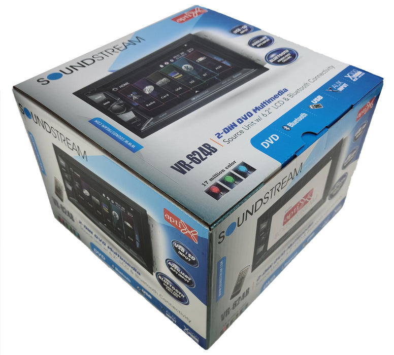 Soundstream 6.2" 2-DIN Touchscreen CD/MP3 Car Stereo Bluetooth 4.0 VR-624B