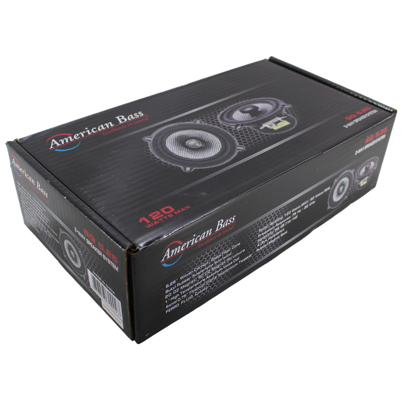 American Bass Pair of 5.25" 120 Watts 4 Ohm 2-Way Coaxial Speaker System SQ-5.25