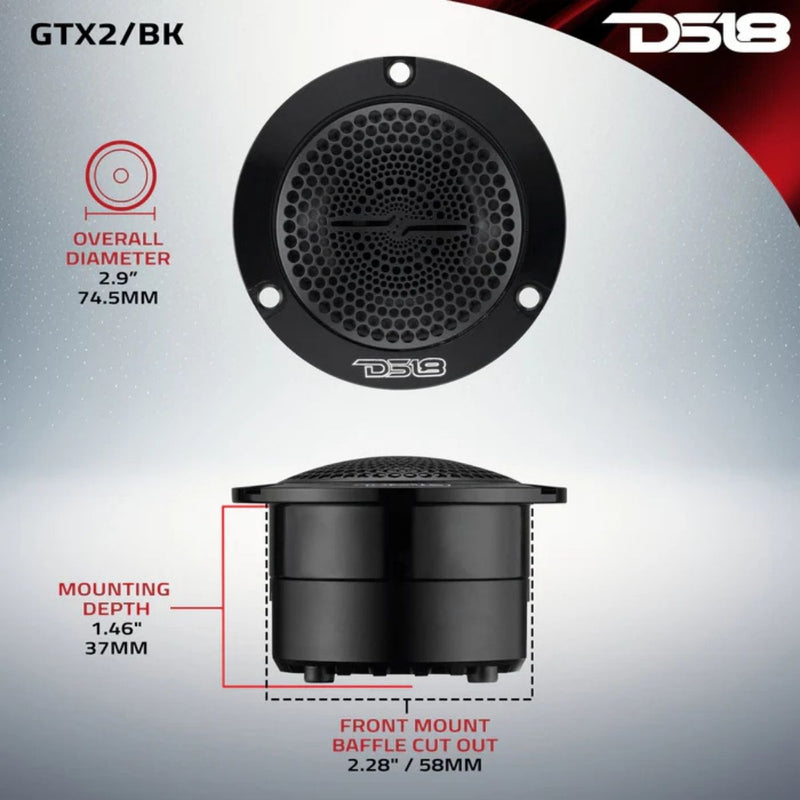 3" 120 Watt RMS 4-Ohm Super Bullet Tweeter w/ Titanium Voice Coil DS18 GTX2