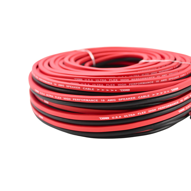 DS18 Pre-Cut Roll of 100 FT Red/Black Ultra Flex CCA Speaker Wire SW-10GA-100RB