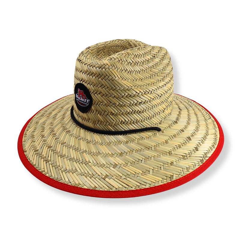 Big Jeff Audio's Wide Brim Straw Hat 100% Grass Red Trim Car Audio Show Sun Hat