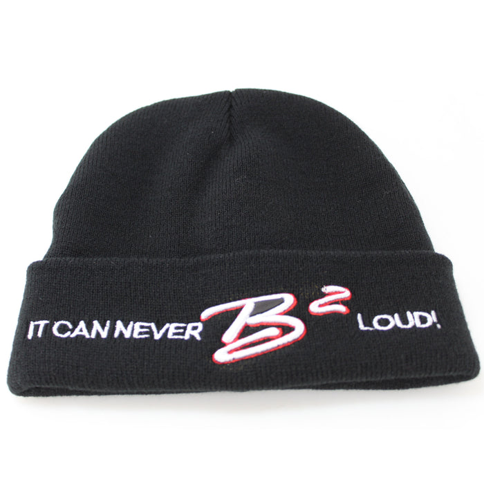 B2 Audio Black Beanie with "B2" Logo and Catchphrase