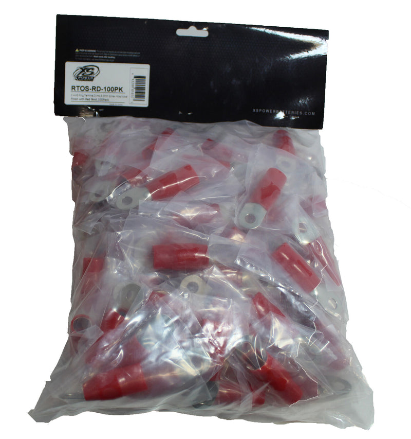XS Power 4pk, 2 Red + 2 Black 0 AWG 8.5MM Ring Terminals Nickel Plated XS-RT0S