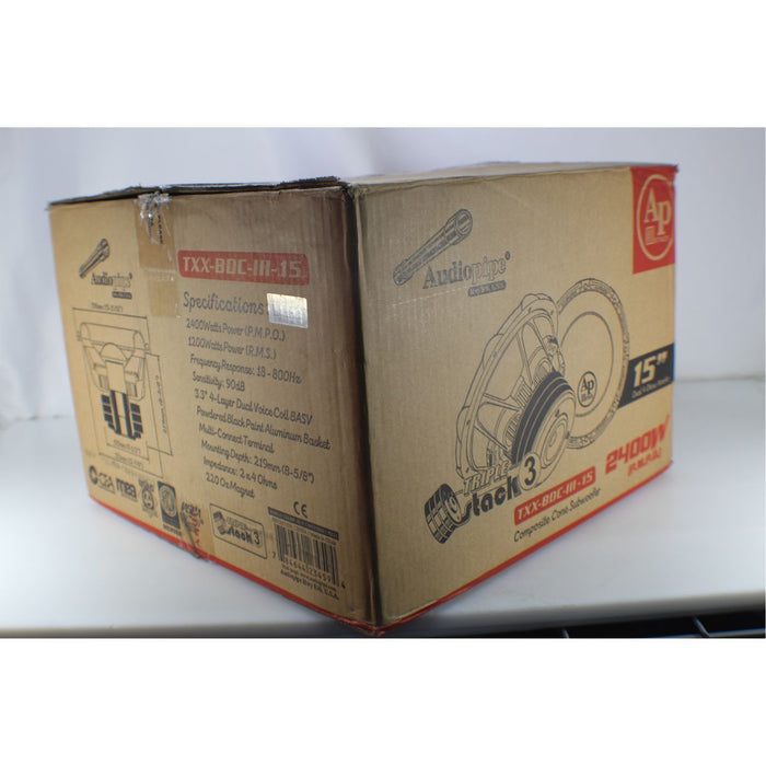 15-Inch 1200 Watts RMS D4-Ohms Triple Stack Composite Cone Subwoofer OPEN BOX
