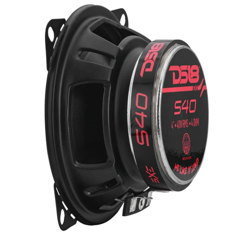 4" 40 Watt RMS 4-Ohm 2-Way Coaxial Speaker Pair w/Tweeter DS18 SELECT Series S40