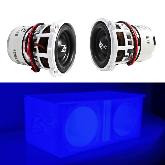 Glow in the Dark Dual Ported Enclosure w/ B2 Audio Rampage RC2 2" Mini Subwoofer