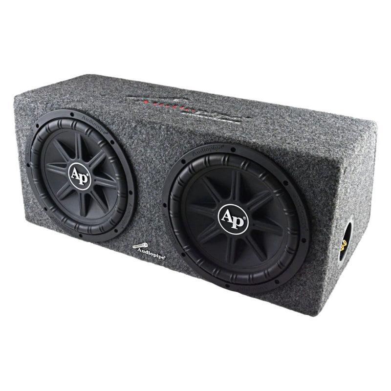 Audiopipe Bass Package Dual 12" 800W RMS Subwoofer Sealed Enclosure w/ Amp + Amp Kit