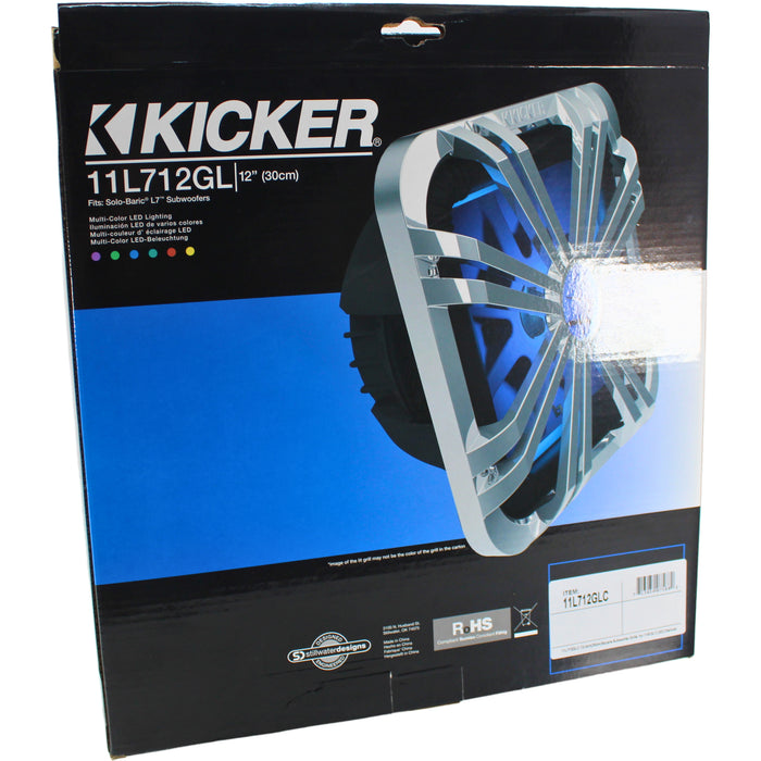 Kicker 12" Square Charcoal LED Grille for Solo-Baric L7 Subwoofer / 11L712GLC