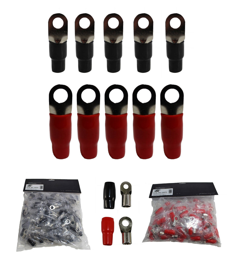 XS Power 10pk, 5 Red 5 Black 4 AWG 10.5MM Ring Terminals Nickel Plated RT4L-RDBK