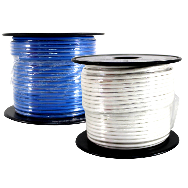 14 GA 100 FT White Blue Stranded Spools of CCA Primary Power Ground  Wire Cable