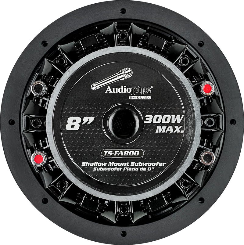 Audiopipe 8" 300W Max Dual Voice Coil 4-Ohm Ultra Shallow Mount Subwoofer