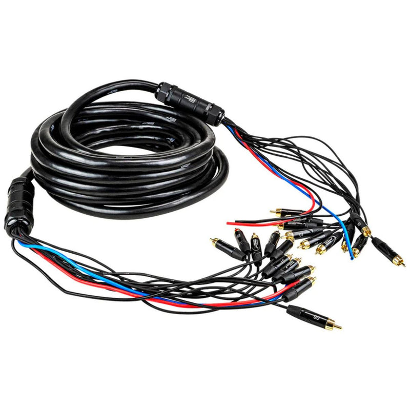 30ft Medusa Cable 10-Channel RCA with 3x12 Ga Black, Blue, Red Power Cables