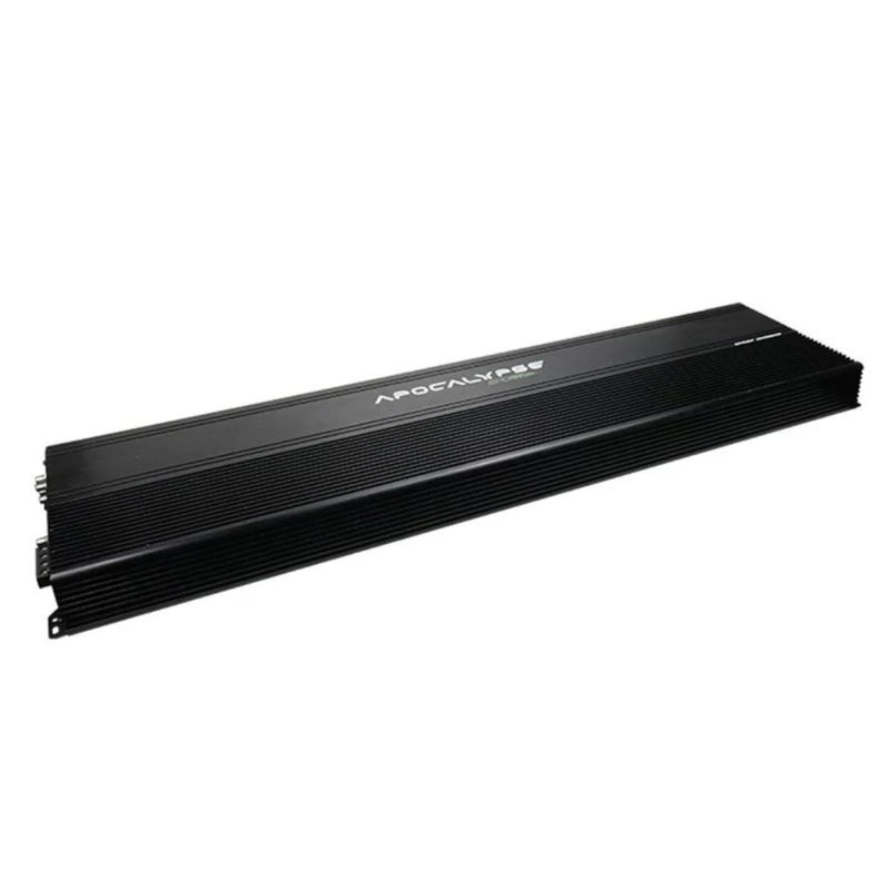 Unleash 10,000 watts of clean, controlled bass with the Apocalypse ASA-10000.1. Class D efficiency and precision tuning built for serious power. Side Angle Amplifier View