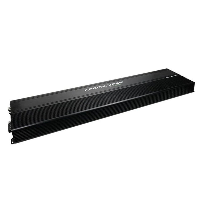 Unleash 10,000 watts of clean, controlled bass with the Apocalypse ASA-10000.1. Class D efficiency and precision tuning built for serious power. Side Angle Amplifier View