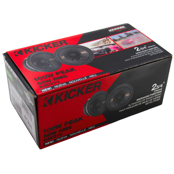 Kicker KS Series Pair of 2.75" Mid Range 4 Ohm 50 Watts Speakers 51KSC2704