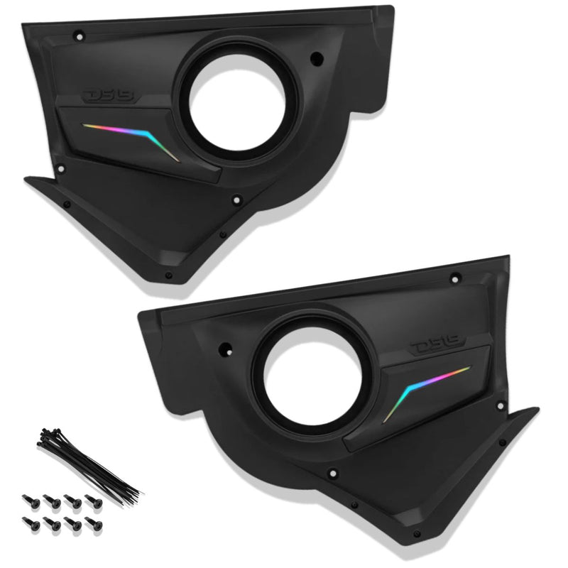 DS18 Can-Am Maverick X3 Front Door Speaker Panels w/ Digital LED Lighting 2020+