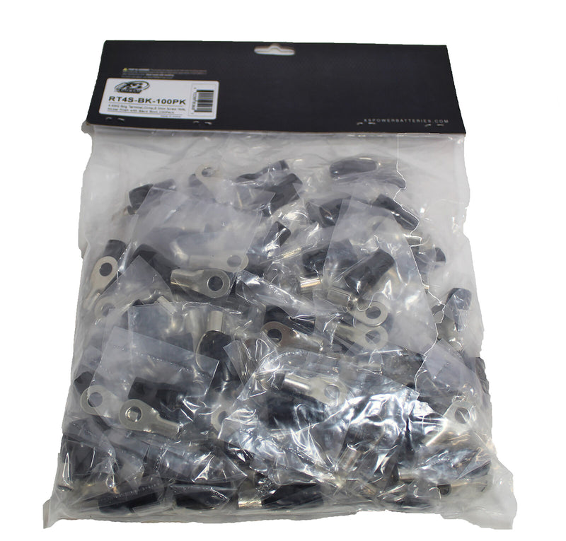 XS Power 10pk, 5 Red + 5 Black 4 AWG 8.5MM Ring Terminals Nickel Plated XS-RT4S