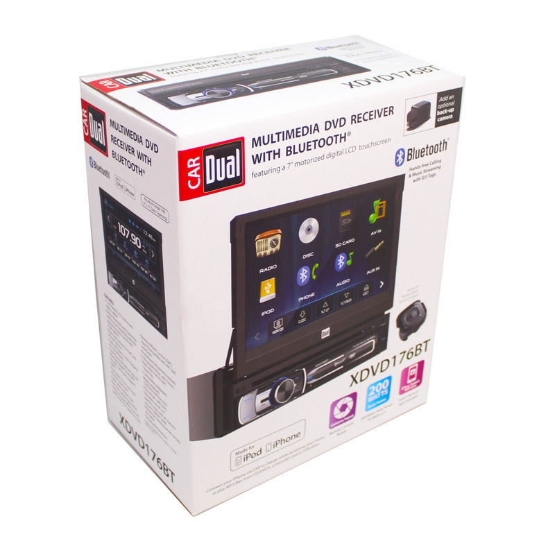 Dual XDVD176BT 7" Touchscreen Bluetooth Single Din DVD Multimedia Receiver