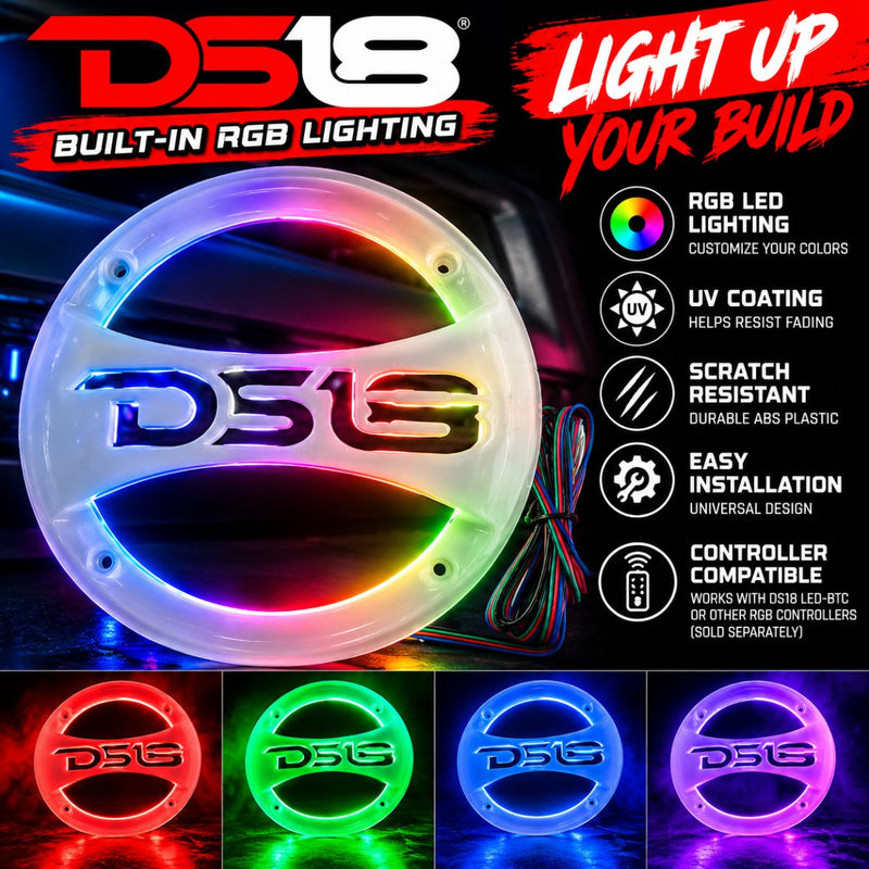 DS18 PRO 10" Universal Transparent RGB ABS Grill with UV Coating PRO-GRILL10LGO