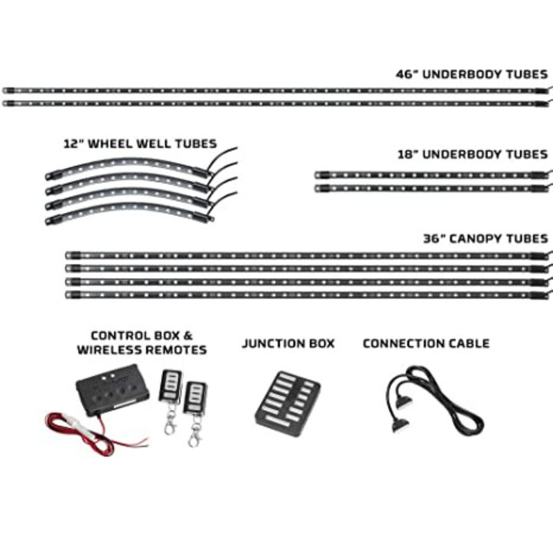 LEDGlow 12pc Million Color LED Electric 6-Seat Golf Cart W/ Canopy Light Kit 12v