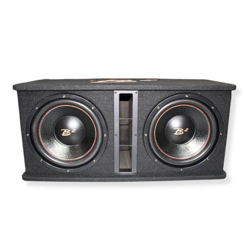 B2 Audio DVPE212 Loaded Dual 12" Subwoofer Enclosure RIOT 2500.1 Amplifier Combo