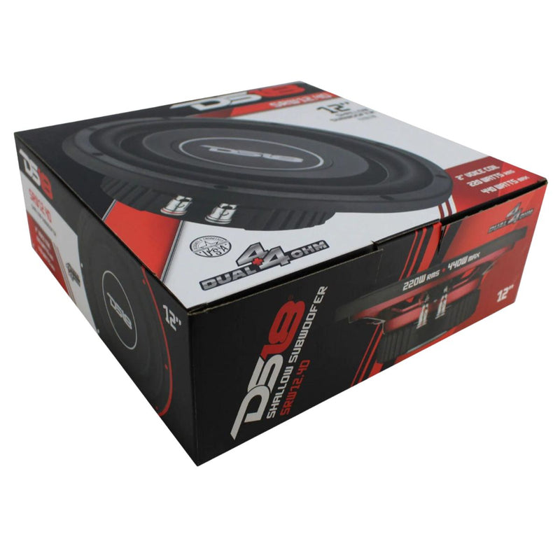 DS18 12" Shallow Mount Subwoofer 220 Watts RMS Dual 4-Ohm Voice Coil SRW12.4D