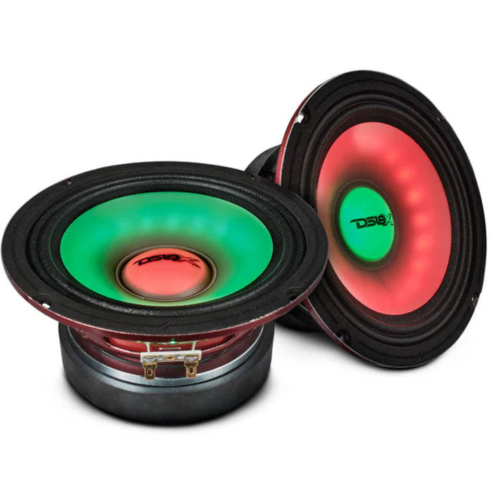 DS18 6.5" Mid-Range Loudspeaker Dual RGB LED For Cone & Dust cap 250 Watt 4-Ohm