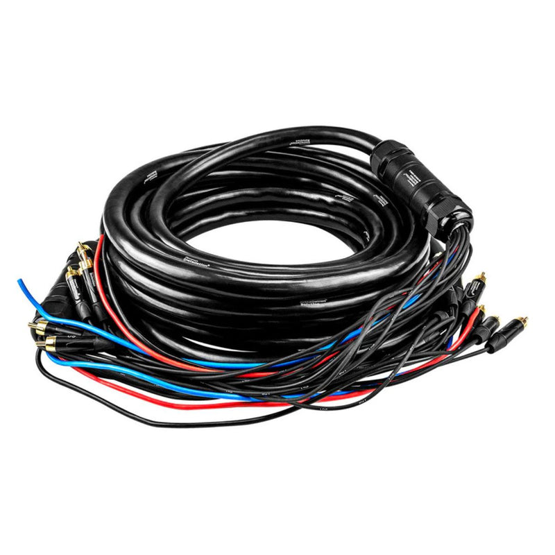30ft Medusa Cable 10-Channel RCA with 3x12 Ga Black, Blue, Red Power Cables