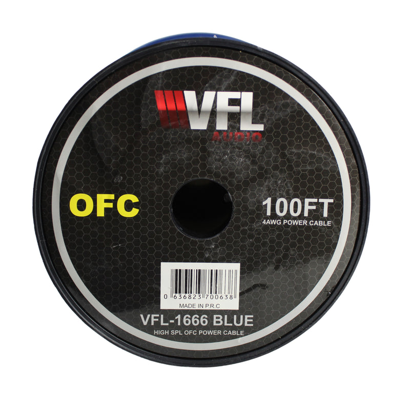 4 AWG Blue PVC Jacketed 100% OFC American Bass Power Cable Lot Cut By The Foot