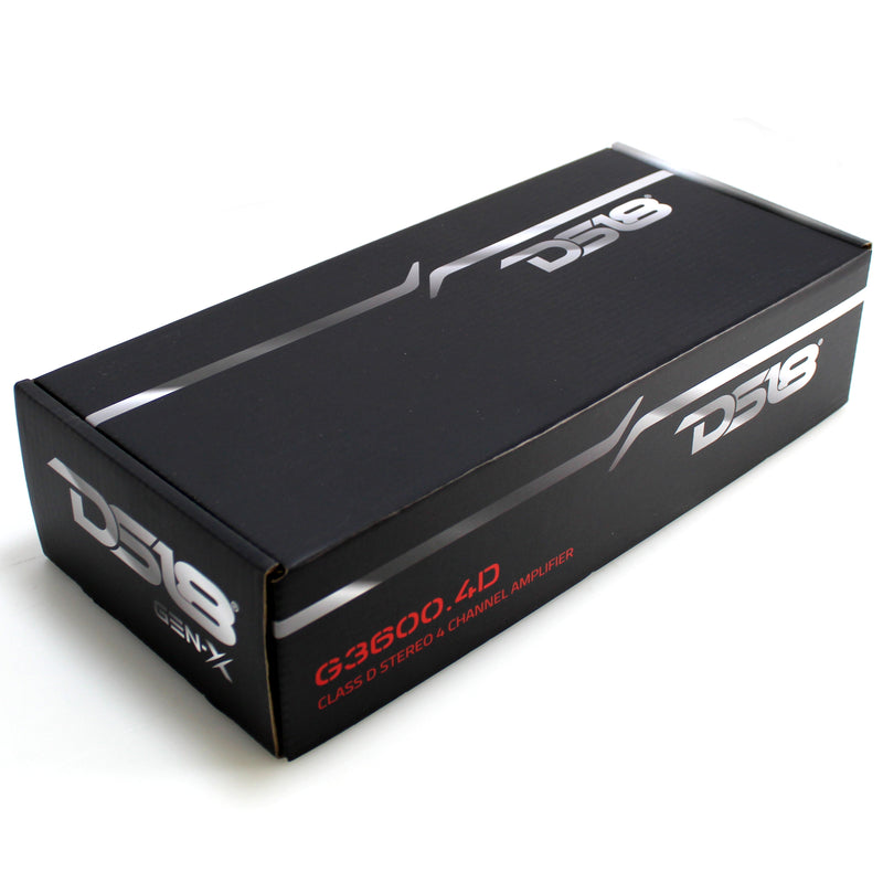 DS18 GEN-X G3600.4D 4 Channel 2 Ohm Class D Full Range Car Amplifier 3600W MAX