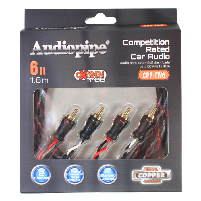 Audiopipe 6ft 2 Channel OFC Interconnect Cable RCA CPP-TW6