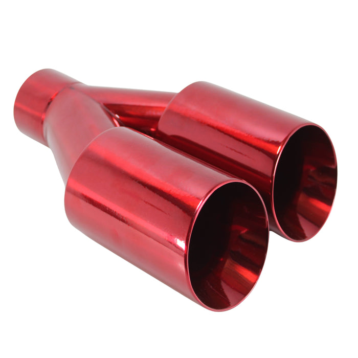 Mach-Speed Universal Car Exhaust Tip Slant Cut Double Wall Powder Red ET-025RD