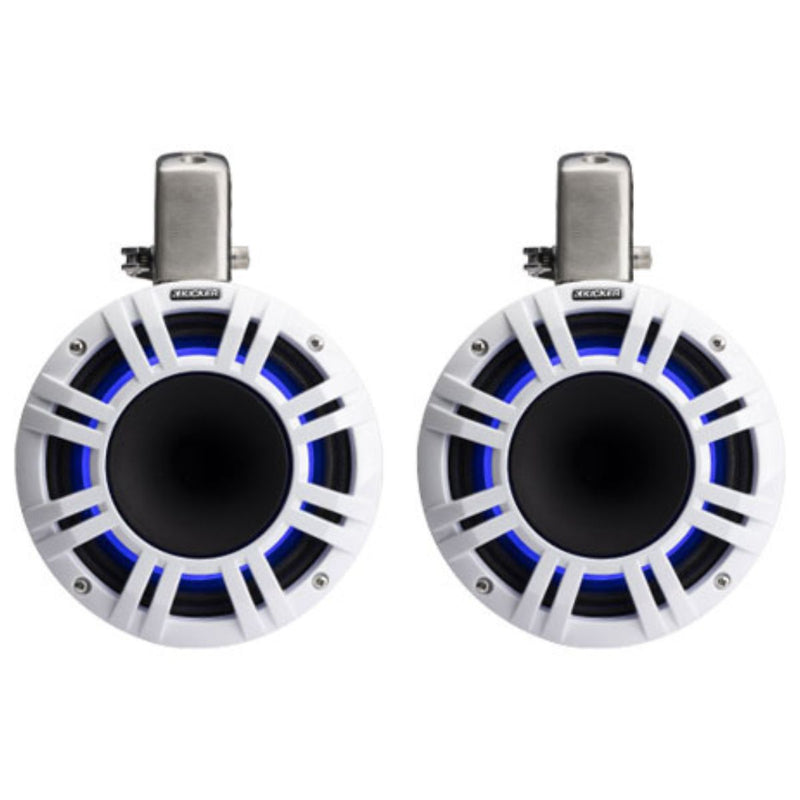 8" 500W RMS 4-Ohm Marine HLCD Tower Speakers Pair KICKER KMTCXL8 White