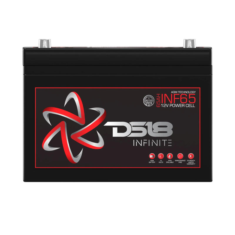 DS18 12V Battery 65 AH 2000W AGM Group 24 1200 Amp Non Spillable INFINITE INF-65