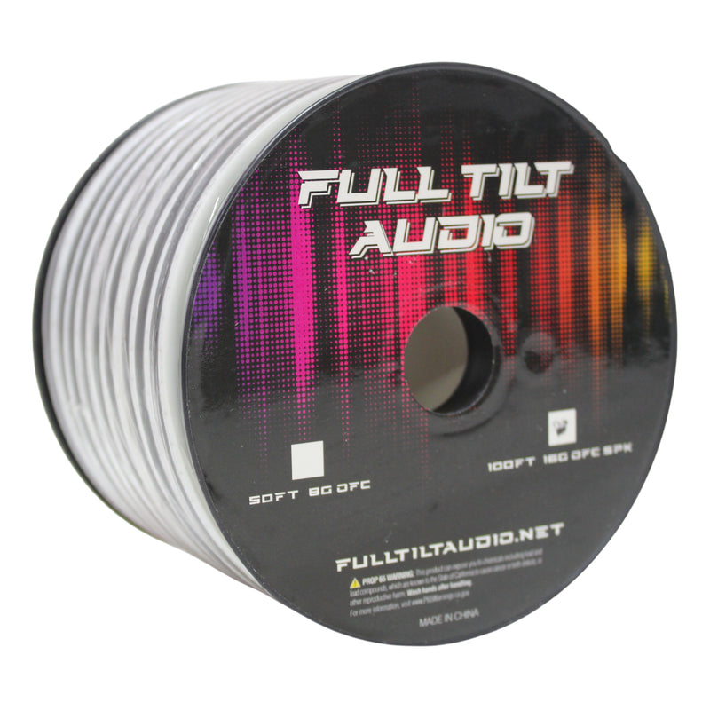 Full Tilt Audio 16 GA Tinned OFC Speaker Wire White/Black Lot Cut By The Foot