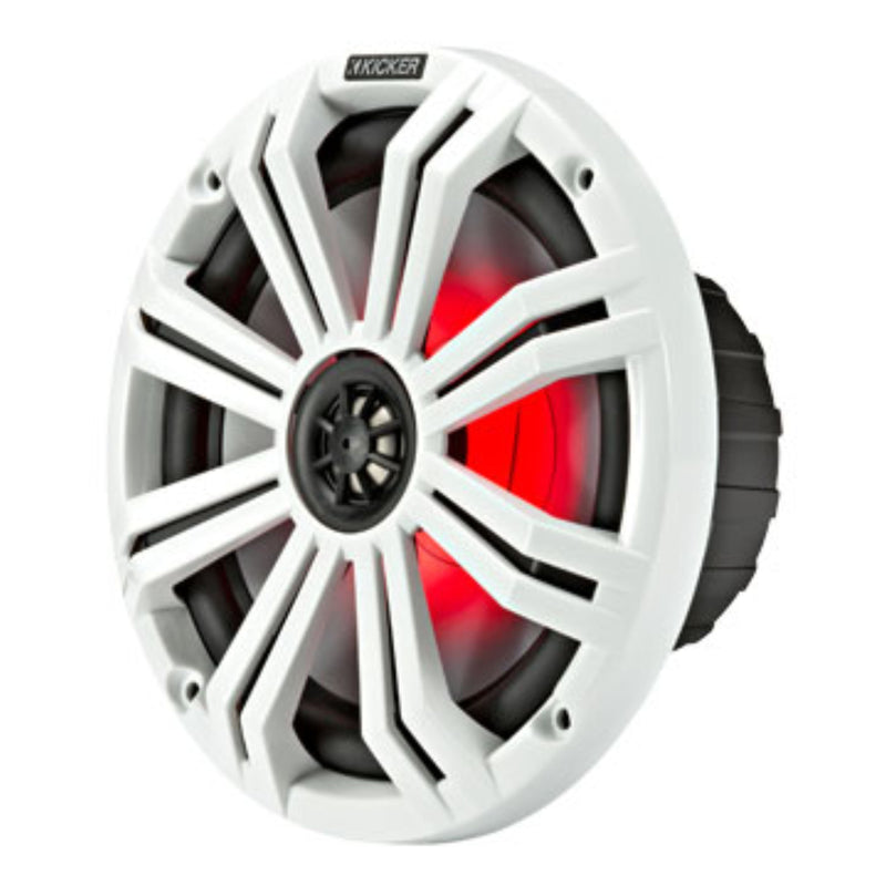 Kicker 8" RGB Coaxial Marine Speakers 300W Peak 4Ohm Black White Grilles 45KM84L