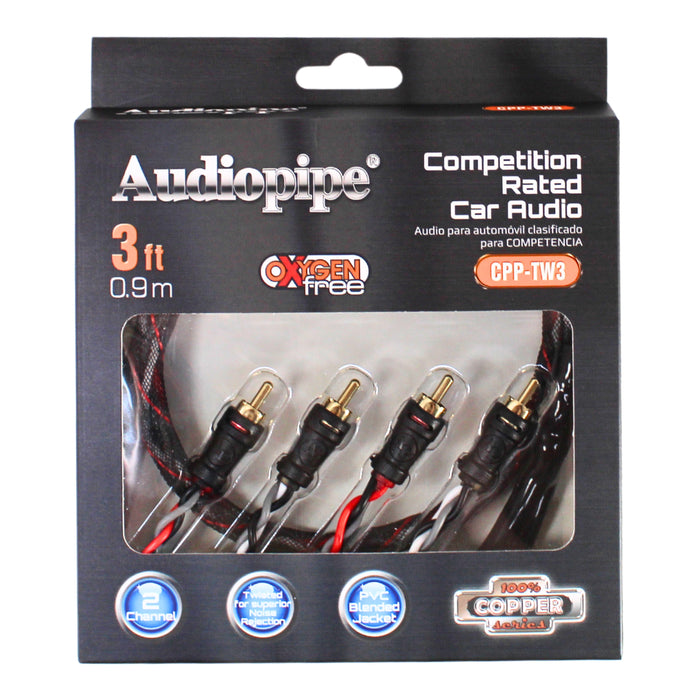 Audiopipe 3ft 2 Channel OFC Interconnect Cable RCA CPP-TW3