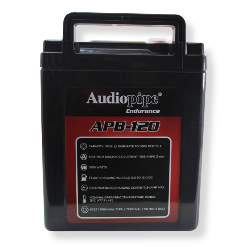 Audiopipe APB-120 12V 3100W 1565Amp AGM Deep Cycle Power Cell Battery 120Ah