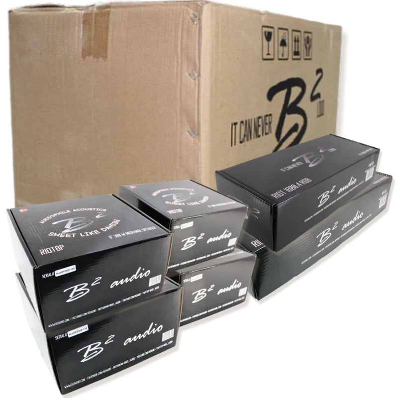B2 Audio Full Car Audio Package Loaded Sub Box w/ RGB Amplifiers and 8" Speakers