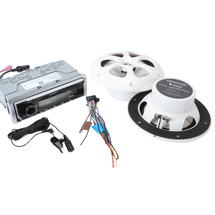 Kenwood Marine Audio Package w/ BT Stereo + 6.5" Boat Speakers Pair PKG-MR3321BT