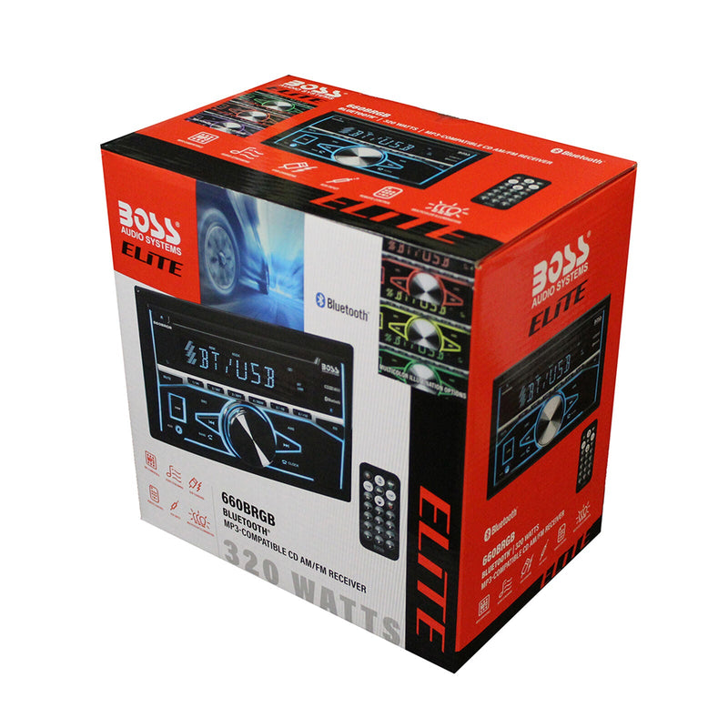 BOSS 2 DIN Bluetooth Receiver with CD, AUX, USB, MP3, FM/AM, & Wireless Remote