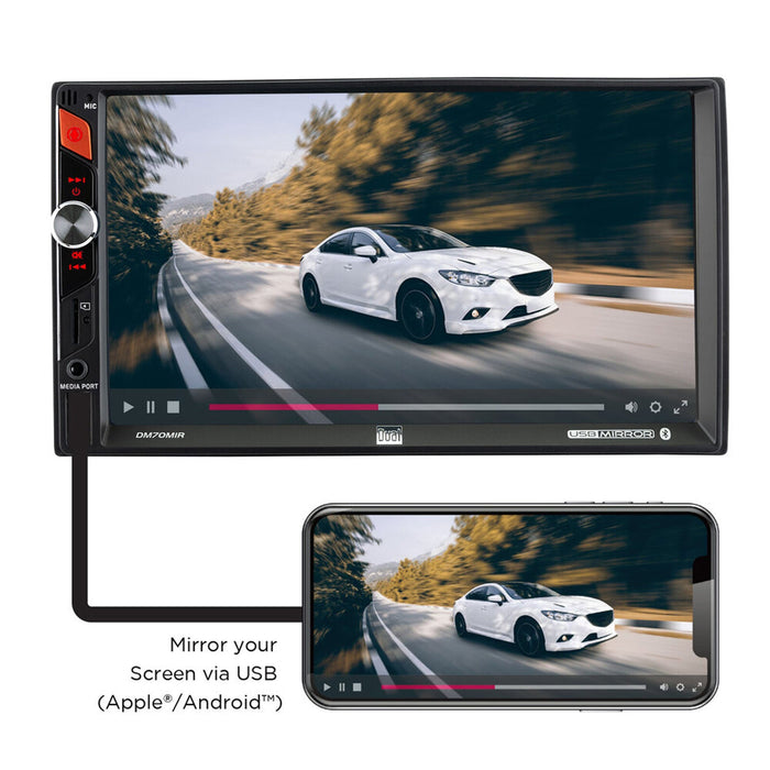 Dual 7" 2-Din Touchscreen LCD USB Screen Mirroring Bluetooth Multimedia Radio