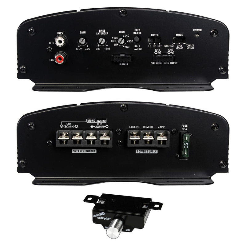 Audiopipe TUBOX1250 12" Vented Bass Pipe 1000W APCLE2002 & BMS1500X Combo