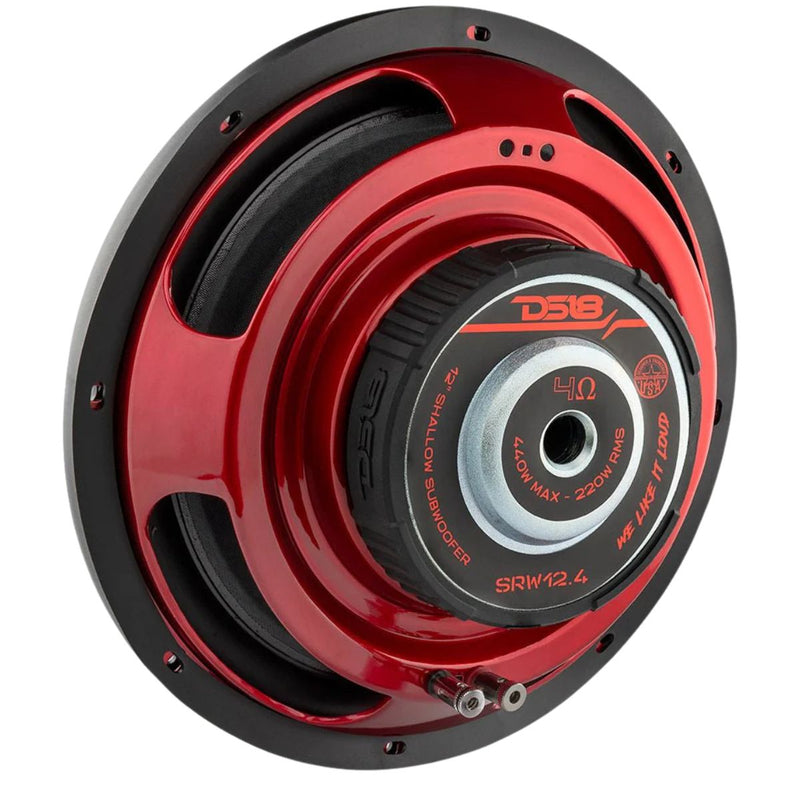 DS18 12" Shallow Mount Subwoofer 220W RMS Single 4-Ohm Voice Coil SRW12.4