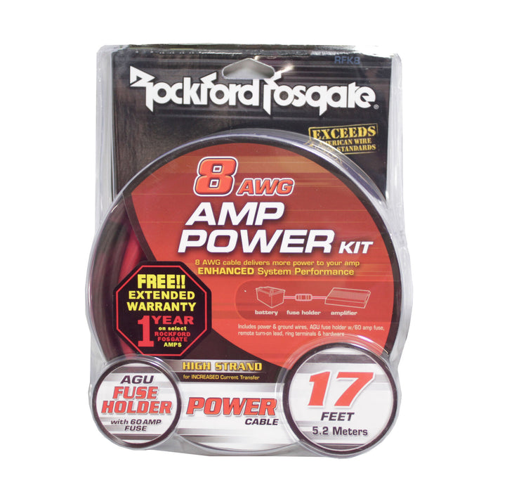 Rockford Fosgate 8 AWG Power Installation Kit 100% PC Oxygen Free Copper RFK8