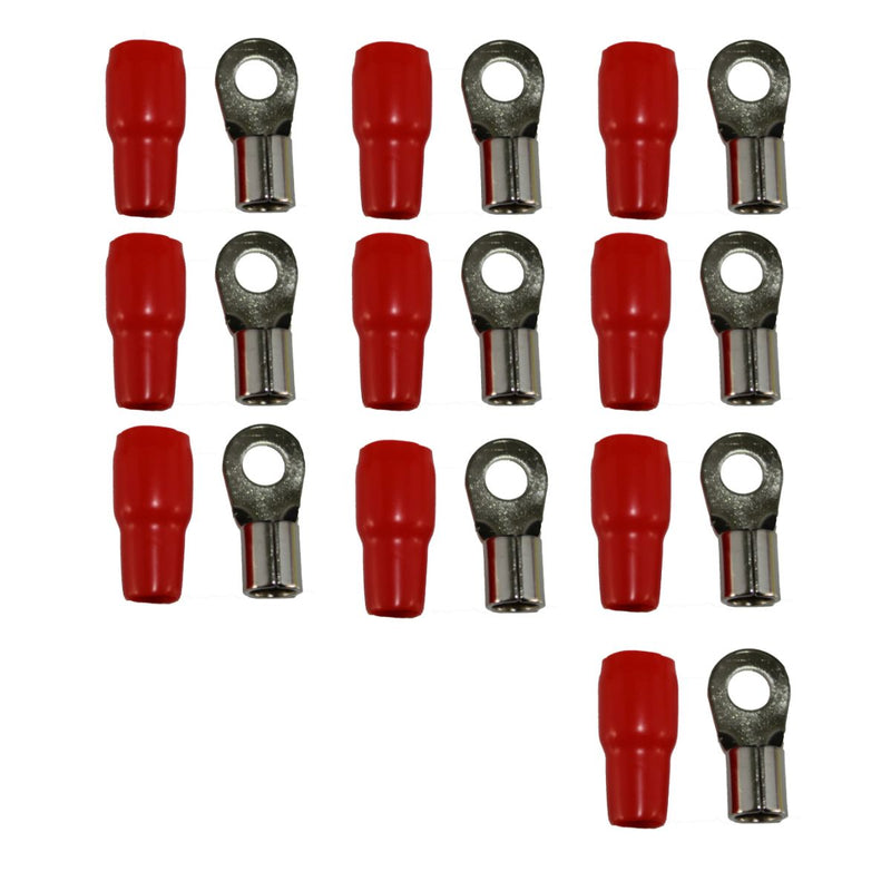 XS Power 10pk,  Red 4 AWG 10.5MM Ring Terminals Nickle Plated XS-RT4L-RD