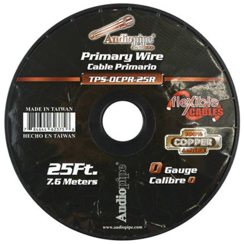 Audiopipe 0 GA 100% OFC Flexible Power/Ground Wire Red Lot Cut By The Foot