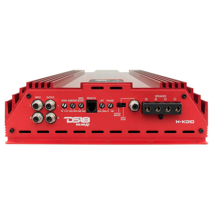 DS18 Hooligan KO Series Red Monoblock 10K Watt 1-Ohm Amplifier H-KO-10/RD