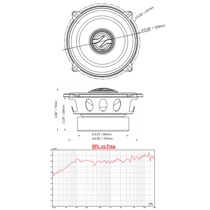 DS18 ELITE 5.25" Coaxial Speakers 180W 4 Ohm 2-Way Pair /w Kevlar Cone ZXI-5254